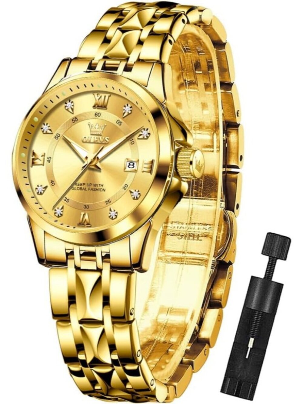 Women's All Gold Analog Quartz Stainless Steel Waterproof Luminous Luxury Watch